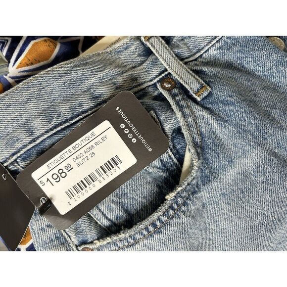 Agolde Riley High Rise Straight Crop Jeans Sz 28 Button Fly Light Blue Denim NWT - Picture 7 of 10